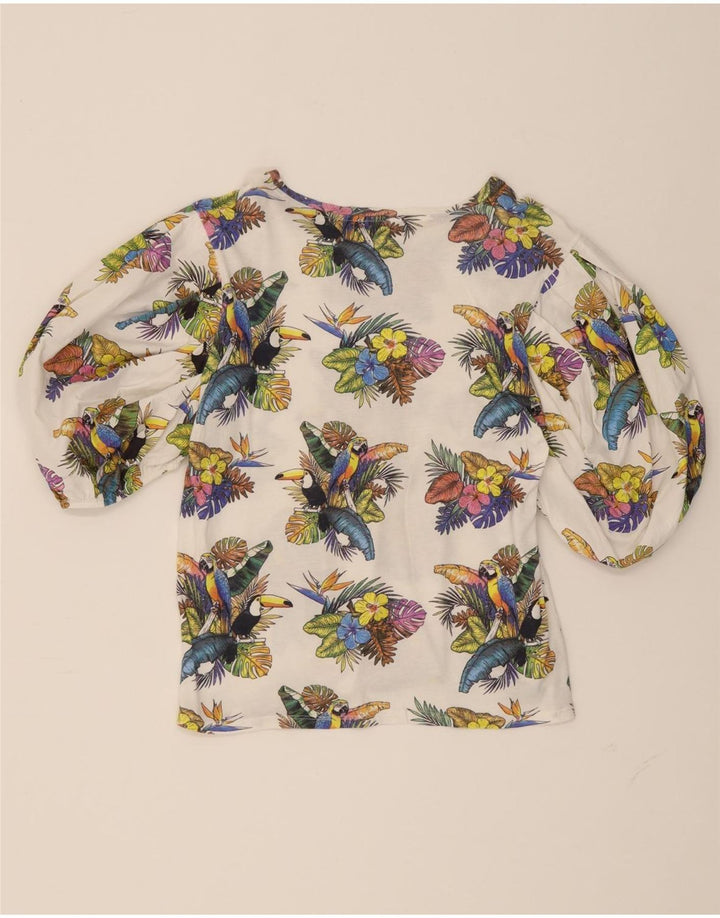 ZARA Womens Blouse Top UK 12 Medium White Floral Vintage Zara and Second-Hand Zara from Messina Hembry 