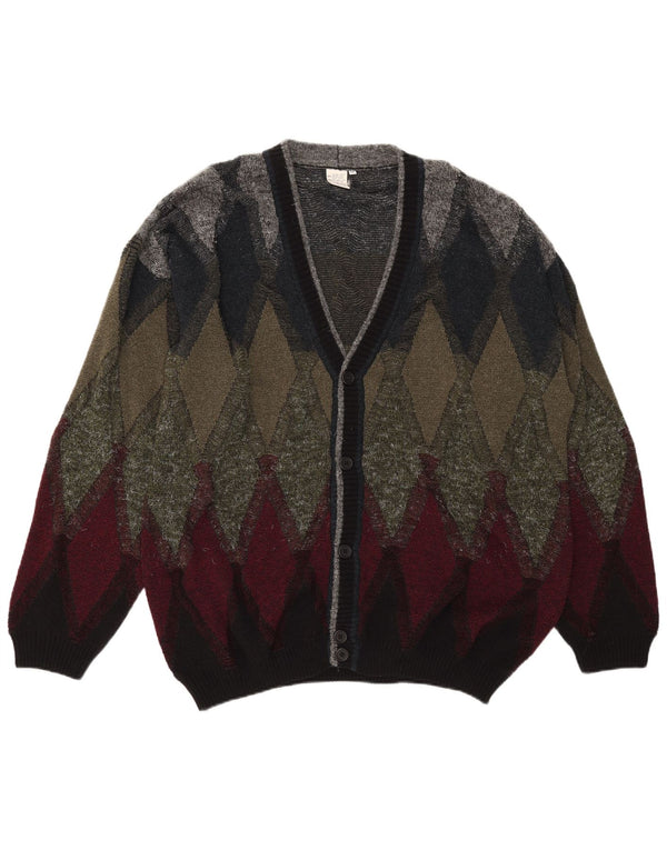 Vintage Mens Cardigan Sweater IT 50 Medium Multicoloured Argyle/Diamond