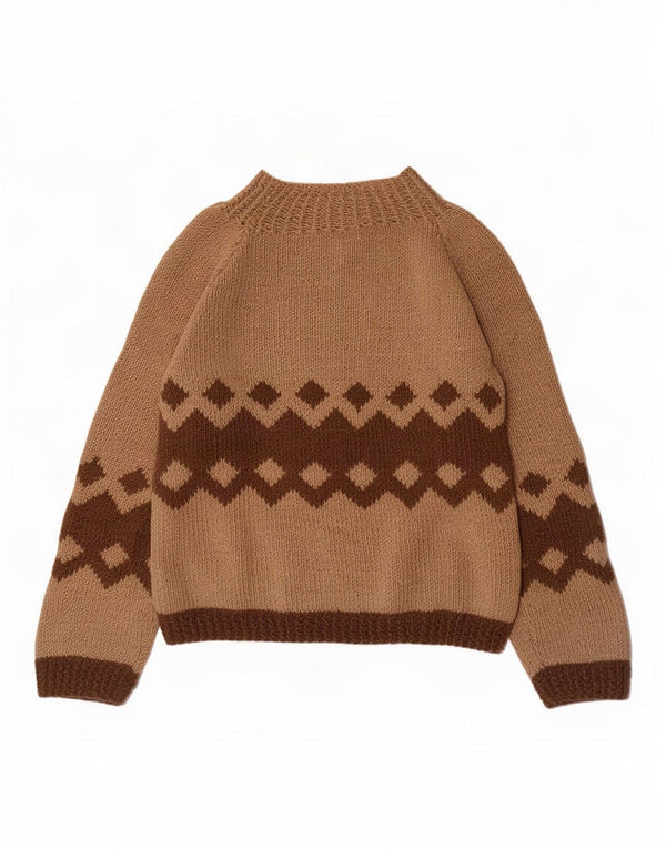 Vintage Damen Rollkragenpullover Pullover UK 14 Mittelbraun Geometrisch