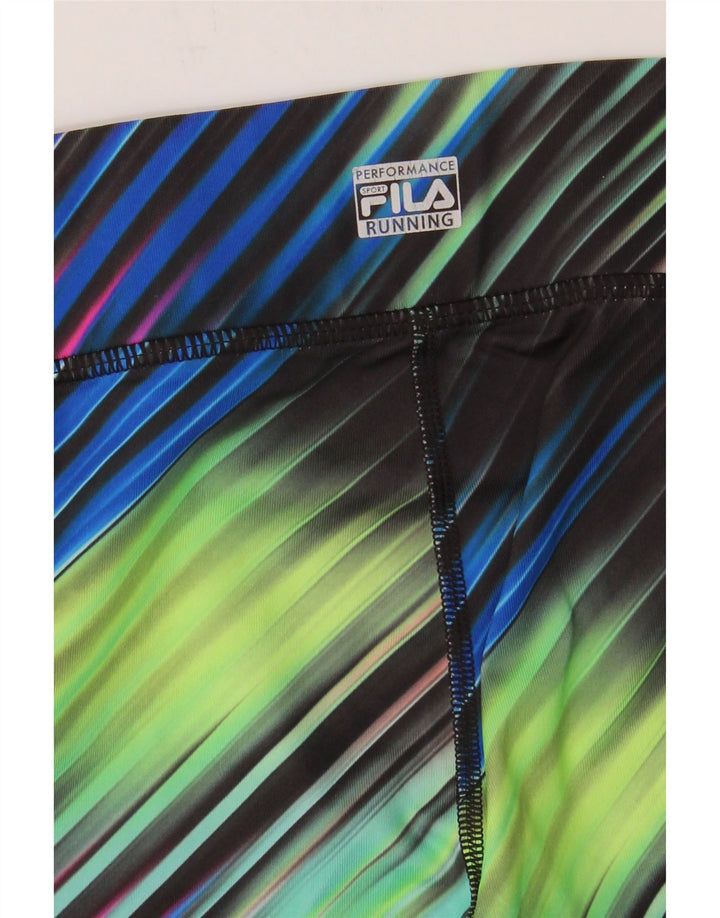 FILA Womens Running Capri Leggings UK 14 Medium Multicoloured Striped Vintage Fila and Second-Hand Fila from Messina Hembry 
