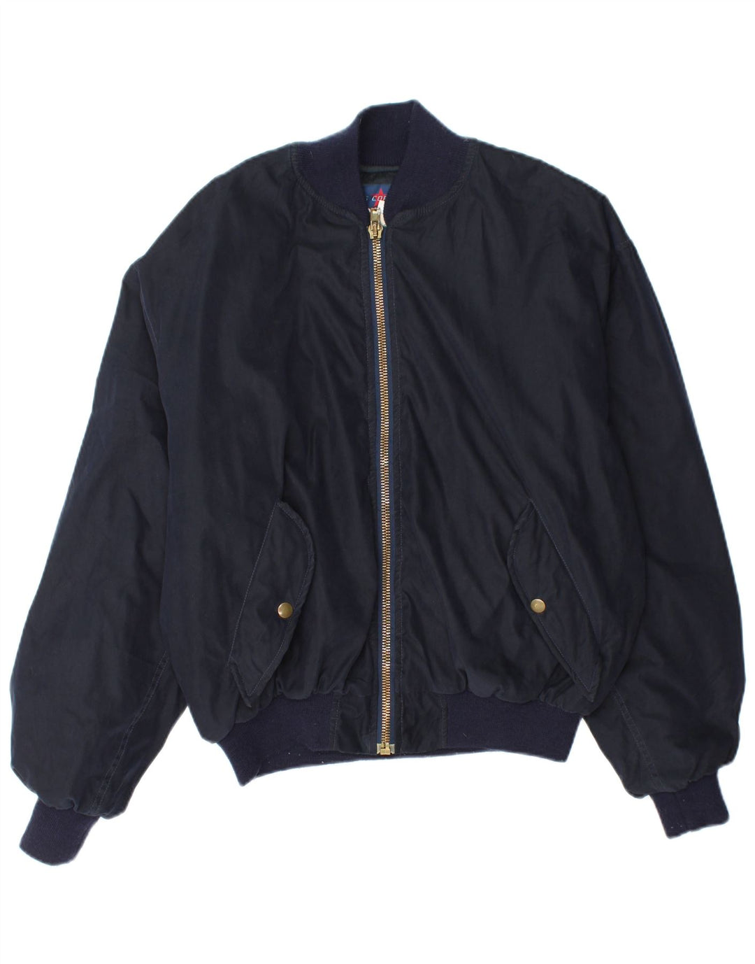 LES COPAINS Womens Graphic Bomber Jacket UK 18 XL Navy Blue Polyester