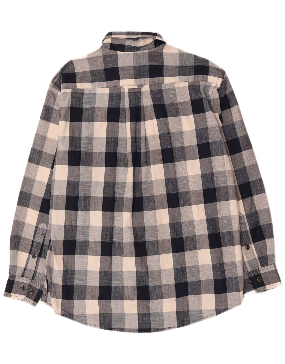 Orvis Mens Shirt Large Navy Blue Check Cotton