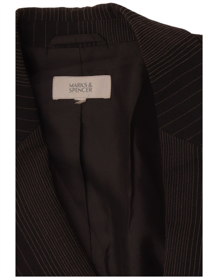 Marks & Spencer Womens 2 Button Blazer Jacket UK 14 Large Black Pinstripe