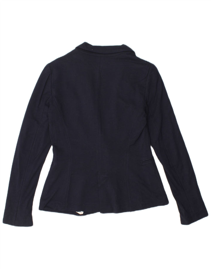 ZARA Womens 1 Button Blazer Jacket UK 6 XS Navy Blue Viscose