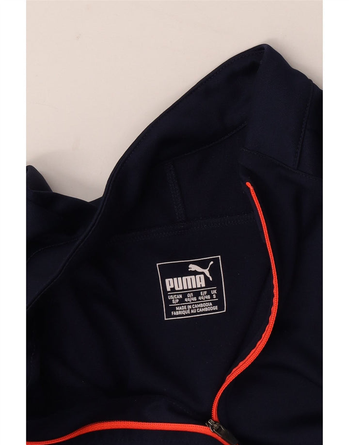 Puma Mens Zip Neck Jersey Chándal Top Pequeño Azul Marino