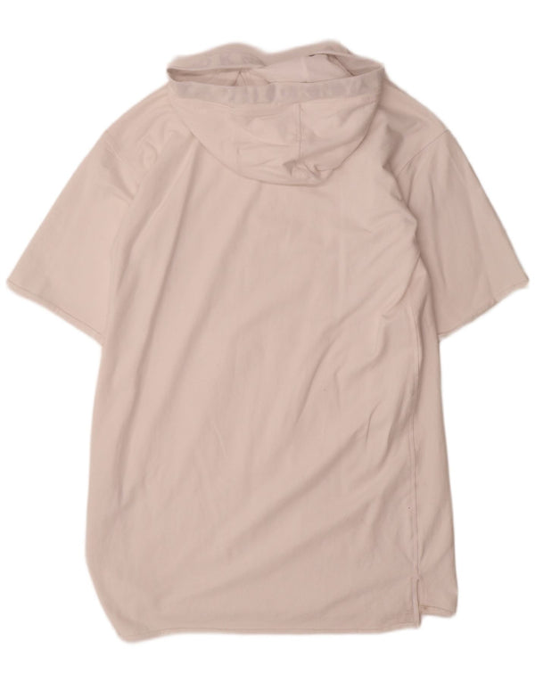 Dkny Womens Short Sleeves Hoodie Dress UK 14 Medium White Cotton
