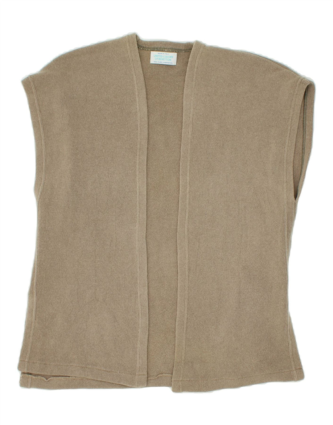 BENETTON Womens Sleeveless Cardigan Sweater One Size Grey Lambswool Vintage Benetton and Second-Hand Benetton from Messina Hembry 