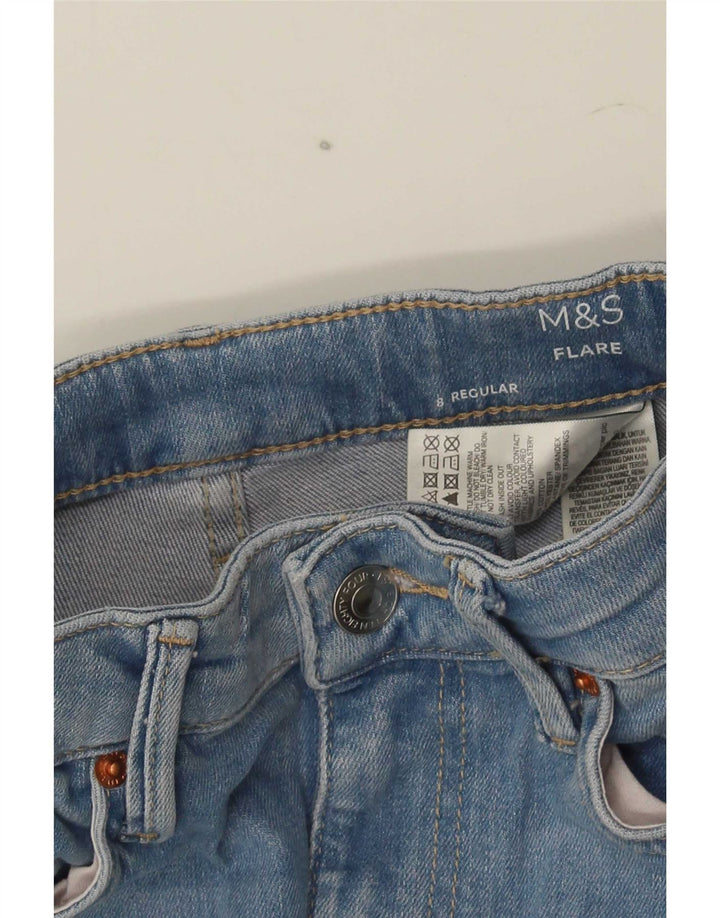 Marks & Spencer Womens Regular Flared Jeans UK 8 Small W26 L31 Blue Cotton
