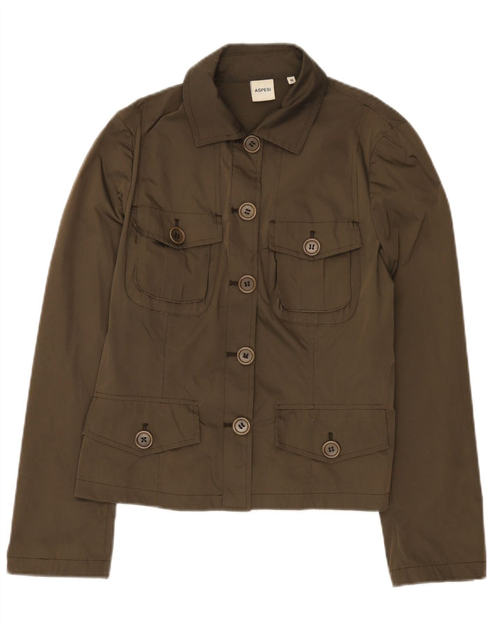 Aspesi Womens Utility Jacket UK 12 Medium Khaki Polyester