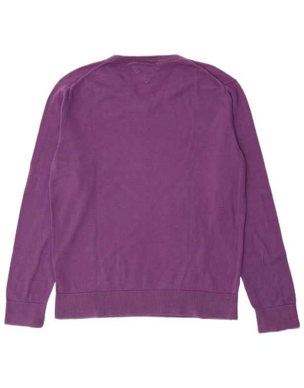 Tommy Hilfiger Jersey con Cuello en V para Hombre de algodón Morado Medio