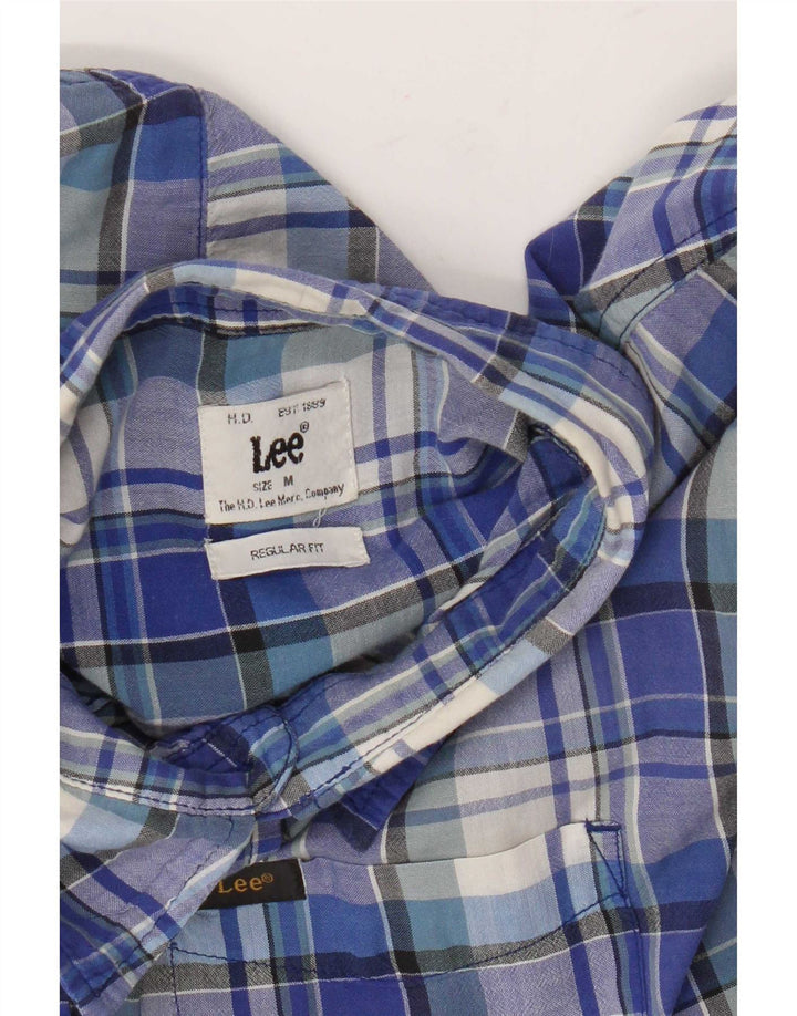 Lee Chemise à manches courtes pour femme Coupe régulière UK 44 Bleu moyen à carreaux