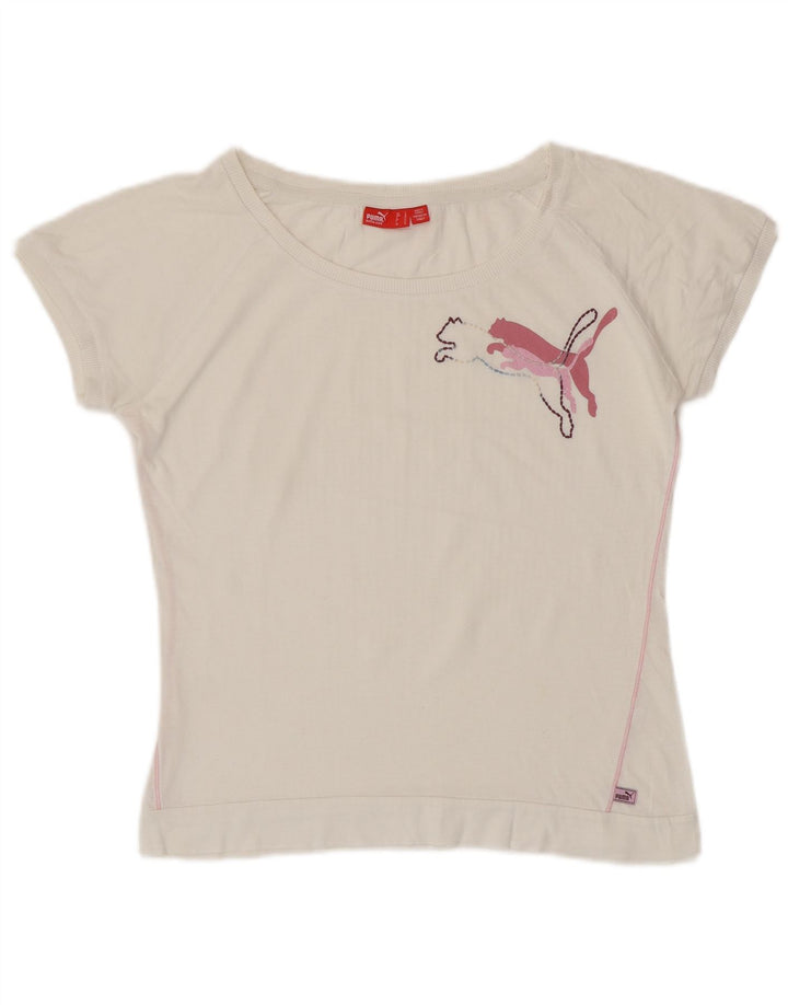 PUMA Womens Graphic T-Shirt Top UK 14 Medium White