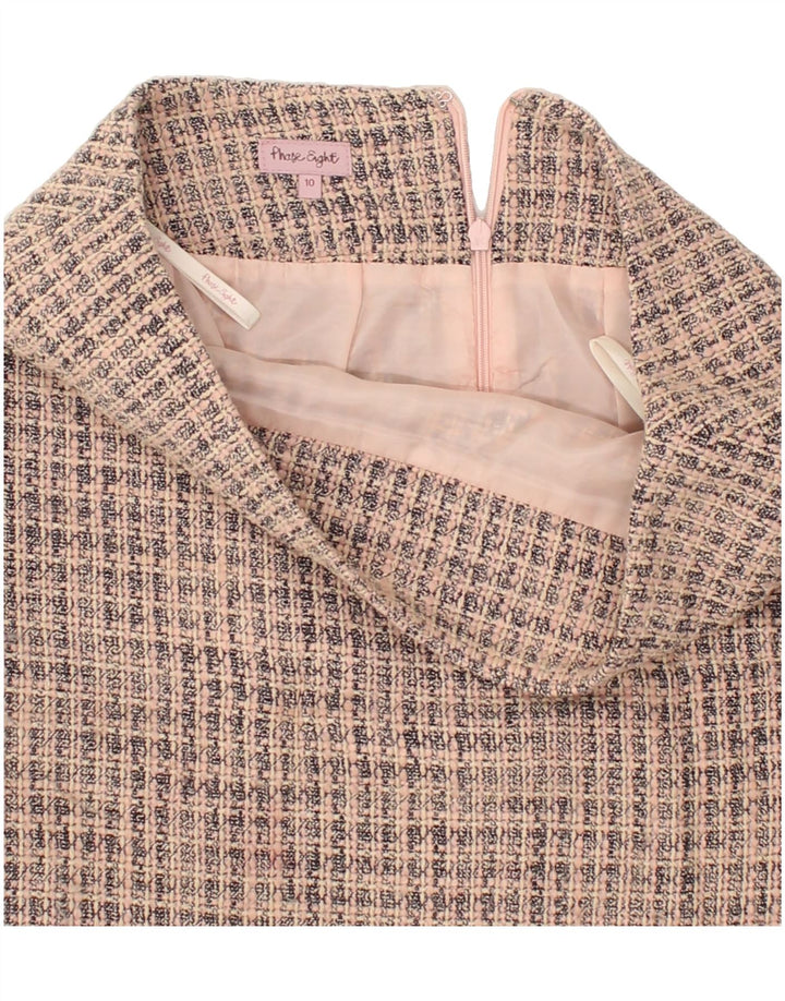 PHASE EIGHT Womens Straight Skirt UK 10 Small W30 Beige Check Cotton | Vintage Phase Eight | Thrift | Second-Hand Phase Eight | Used Clothing | Messina Hembry 