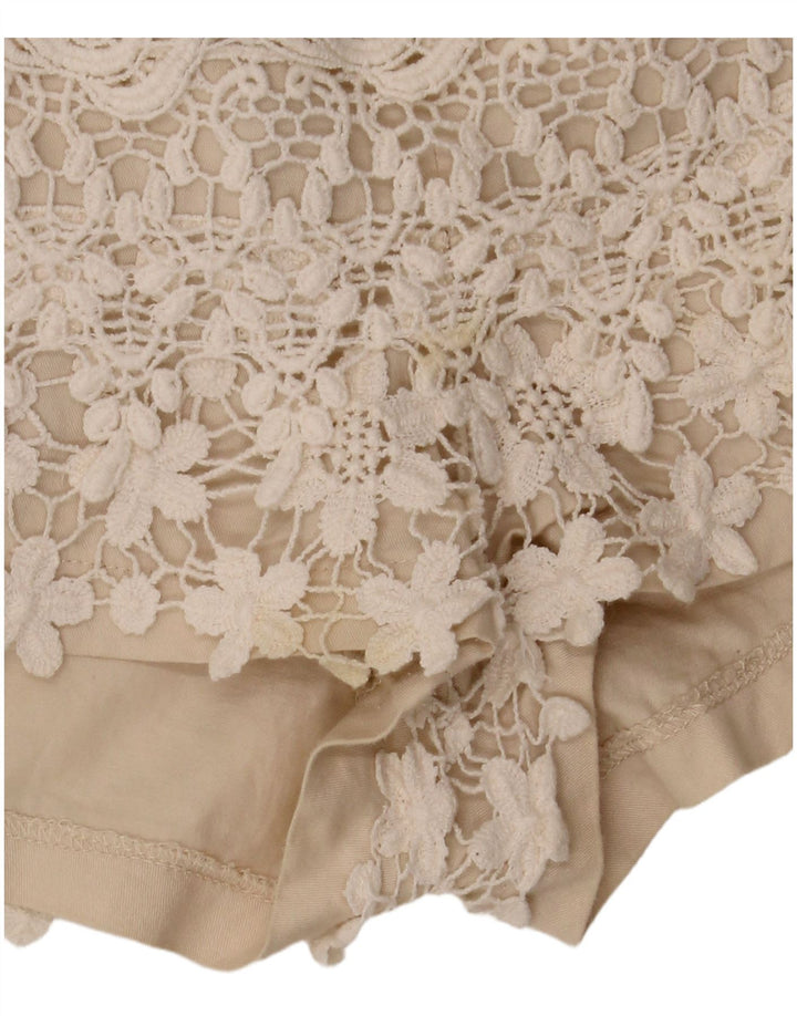 Zara Womens Hot Pants UK 14 Medium W30 Beige Floral Cotton