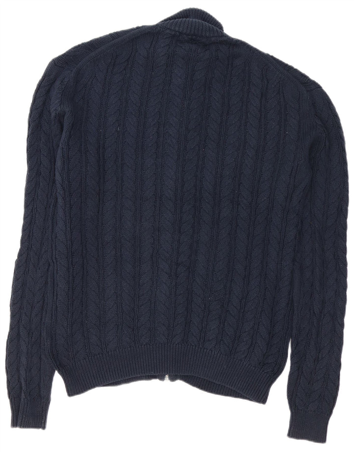 French Connection Mens Cardigan Sweater Medium Navy Blue Cotton