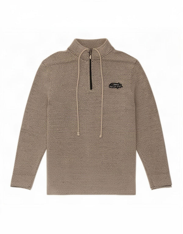 Weird Fish Herren-Sweatshirt mit Reißverschluss am Hals, groß, aus grauer Baumwolle