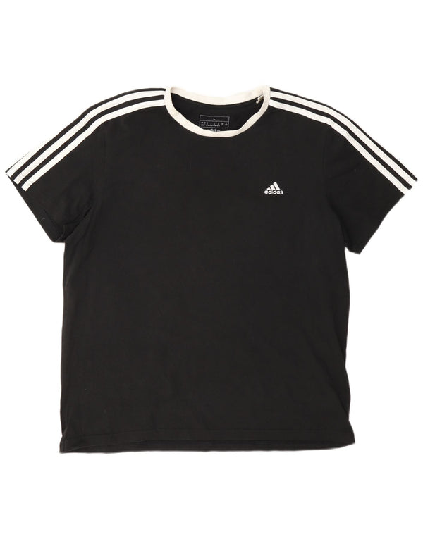 Adidas Damen T-Shirt Top UK 16/18 Large Schwarz Baumwolle