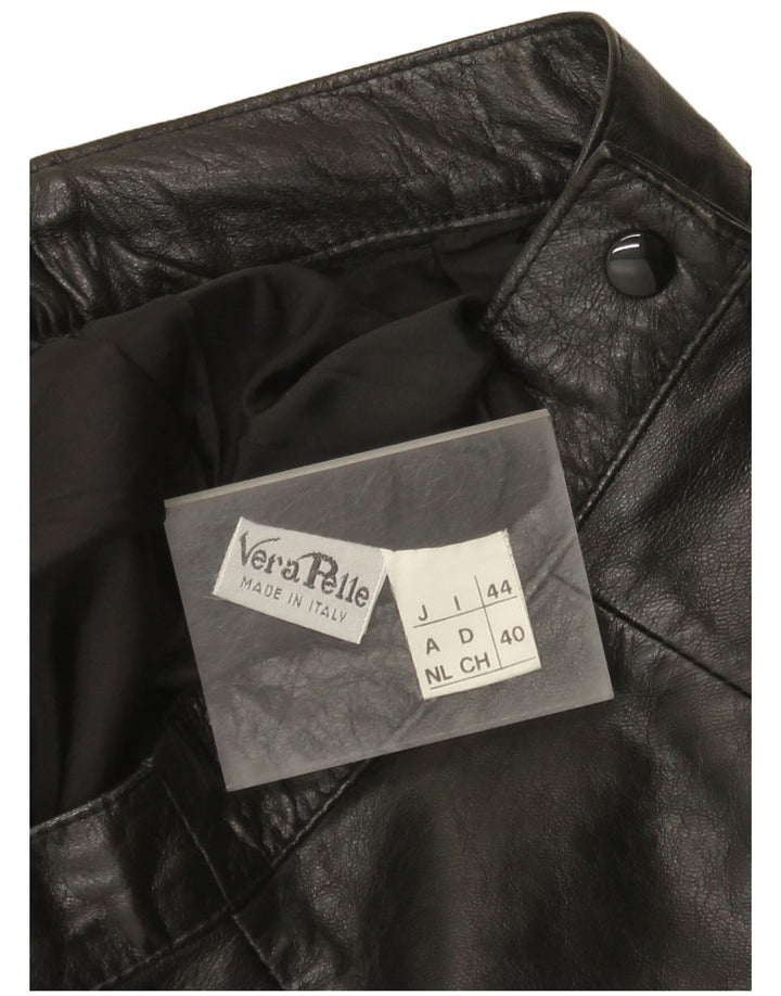 Vintage Womens Mini Leather Skirt IT 44 Medium W26 Black Leather