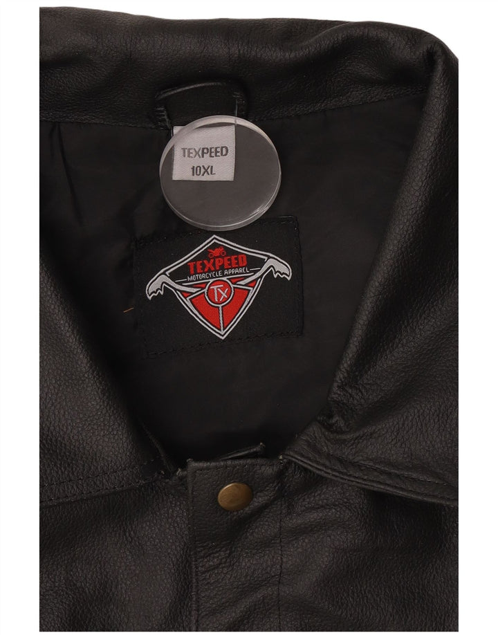 Texpeed Mens Motorcycle Leather Gilet 10XL Black