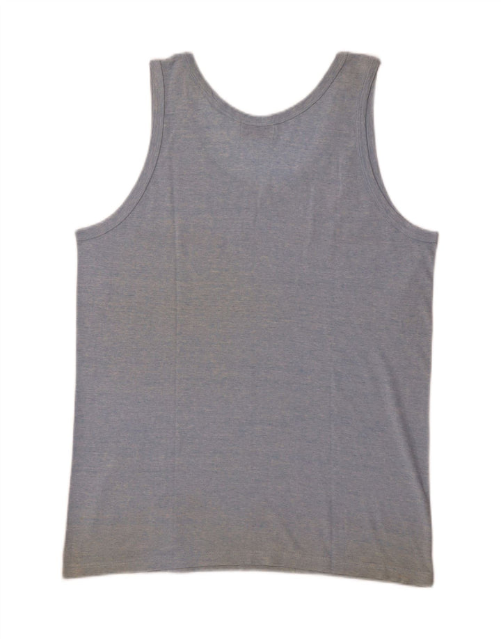 GYMNASIUM Mens Graphic Vest Top Medium Blue Cotton Vintage Gymnasium and Second-Hand Gymnasium from Messina Hembry 