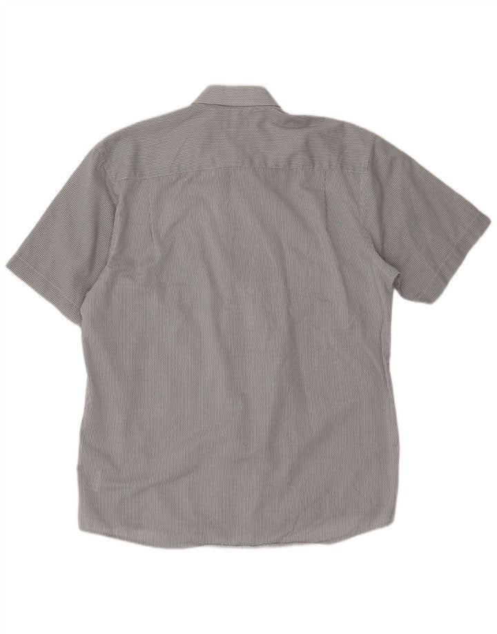 Pierre Cardin Mens Short Sleeve Regular Fit Shirt XL Grey Chevron Polyester