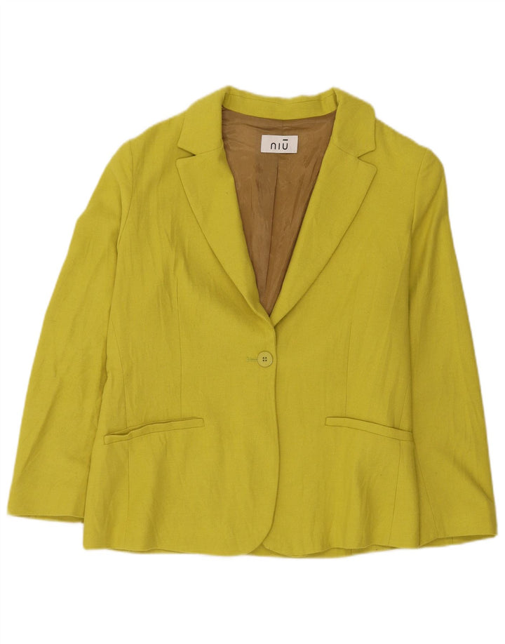 Jachetă Blazer pentru femei Niu cu 1 nasture UK 14 Poliester galben mediu