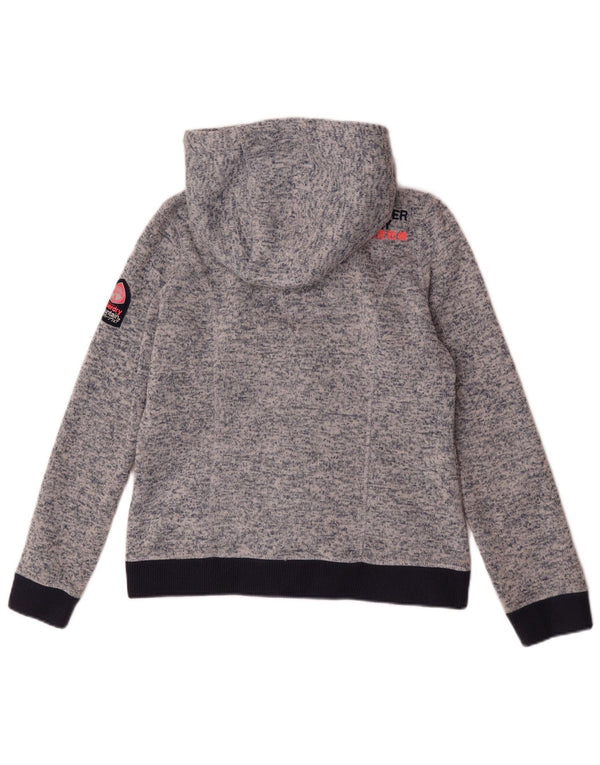 Superdry Hættetrøje med lynlås til mænd UK 14 Large Blue Flecked Polyester