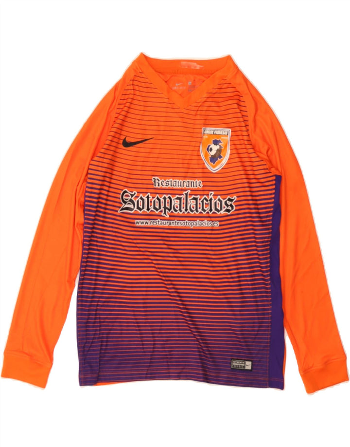 NIKE Boys Dri Fit Graphic Top Long Sleeve 10-11 Years Medium Orange Vintage Nike and Second-Hand Nike from Messina Hembry 