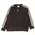 ADIDAS Womens Oversized Sweatshirt Jumper US 8 Medium Black Striped Cotton Vintage Adidas and Second-Hand Adidas from Messina Hembry 