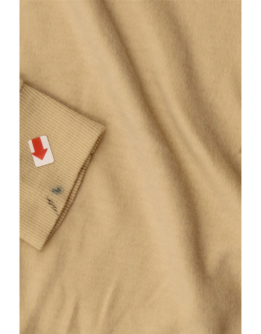 VINTAGE Mens Polo Neck Jumper Sweater Medium Beige Vintage Vintage and Second-Hand Vintage from Messina Hembry 