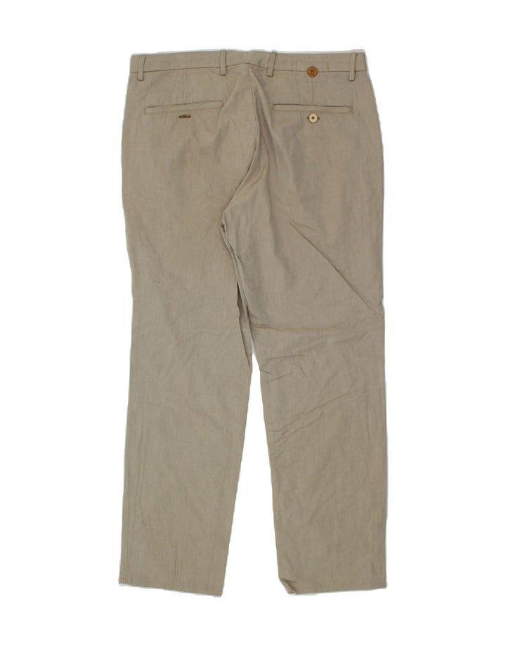MASSIMO DUTTI Mens Straight Chino Trousers W32 L29 Beige Vintage Massimo Dutti and Second-Hand Massimo Dutti from Messina Hembry 