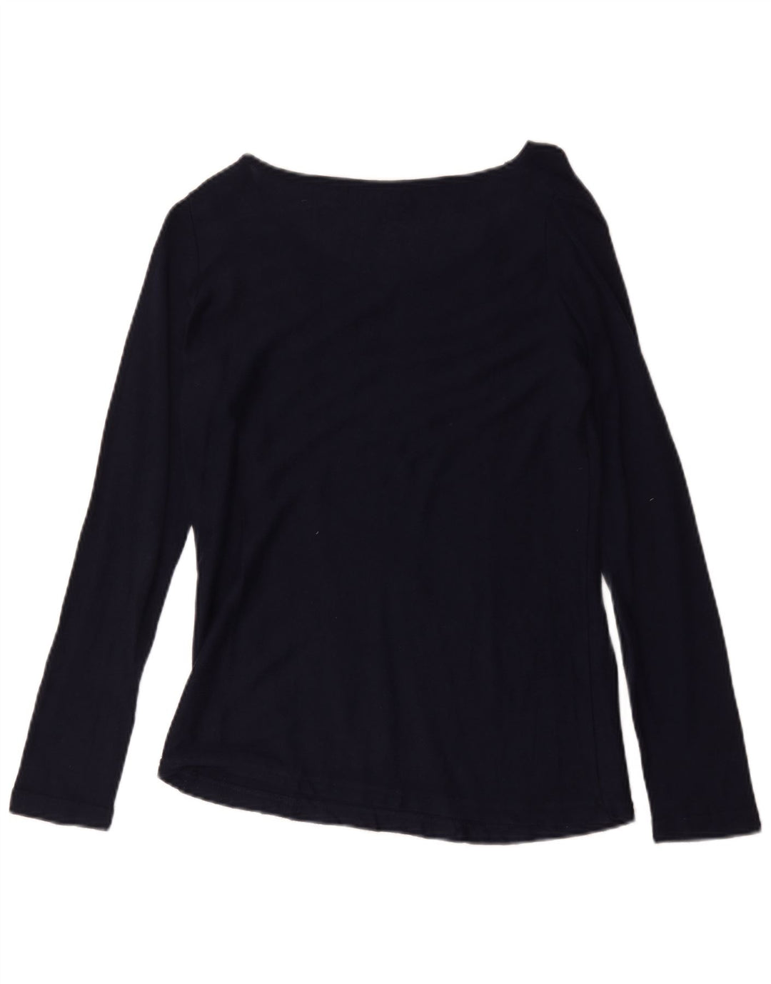 Zara Womens Top Long Sleeve UK 12 Medium Navy Blue Cotton