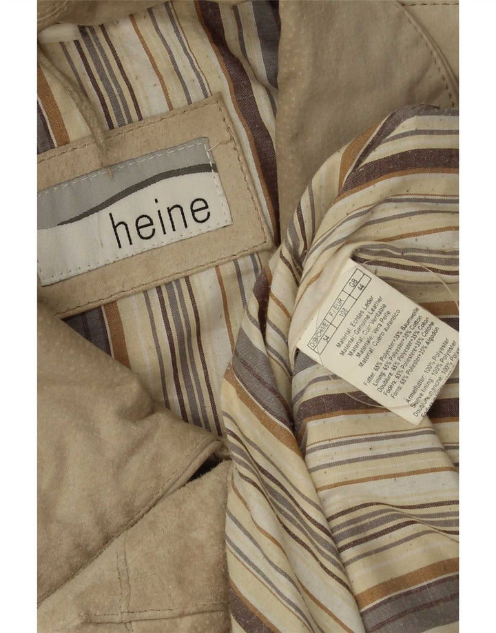 Heine Mens Suede Bomber Jacket UK 44 2XL Beige Leather
