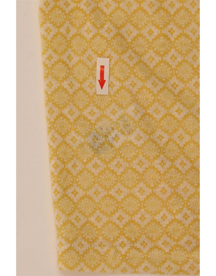 Marks & Spencer Womens Top 3/4 Sleeve UK 12 Medium Yellow Geometric