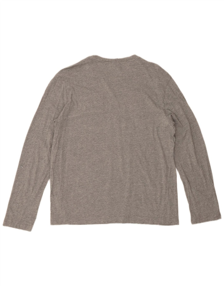 CHAMPION Mens Graphic Top Long Sleeve Large Grey Cotton