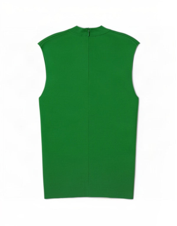 Zara Womens Crop Blouse sans manches Top UK 10 Small Vert Viscose