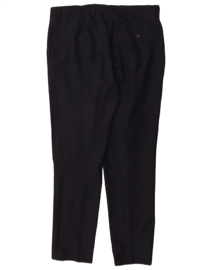 Marks & Spencer Mens Slim Suit Trousers W32 L29 Navy Blue Polyester