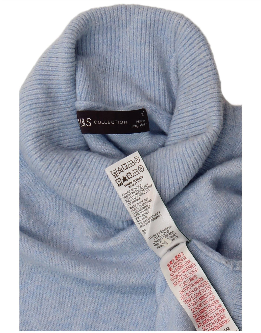 Marks & Spencer Damen Rollkragenpullover, UK 14, Mittelblau, Polyester