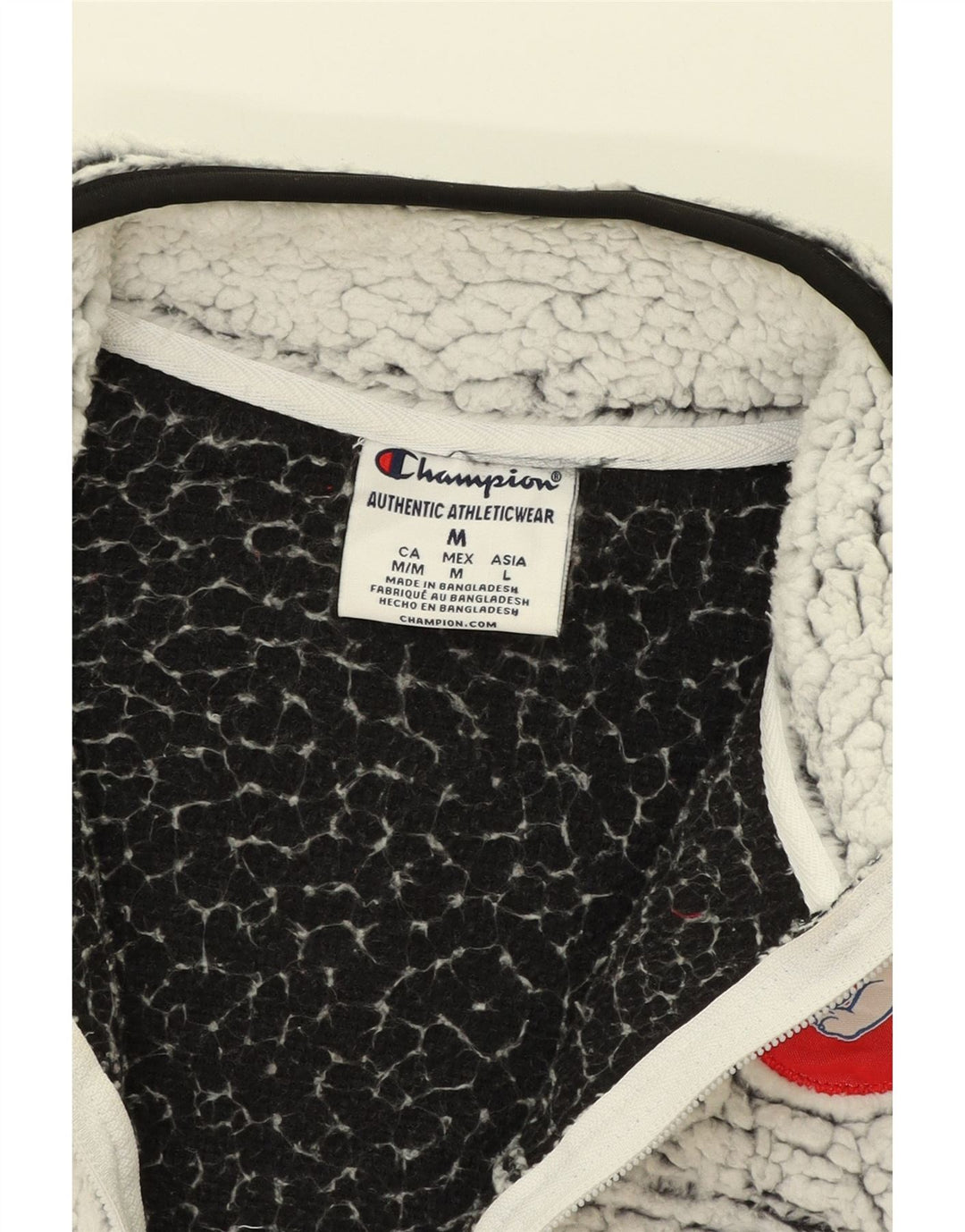 CHAMPION Womens Fleece Jacket UK 14 Medium Off White Polyester Vintage Champion and Second-Hand Champion from Messina Hembry 