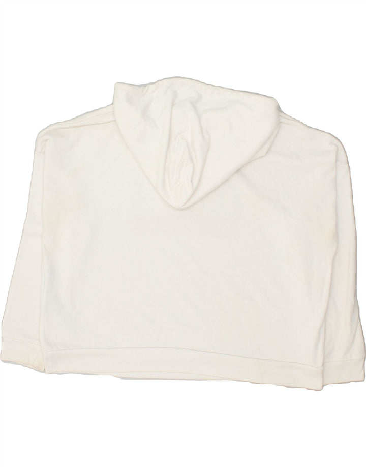 LEVI'S Womens Oversized Crop Graphic Hoodie Jumper UK 14 Medium White Vintage Levi's and Second-Hand Levi's from Messina Hembry 