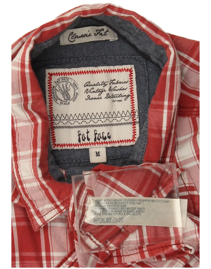 FAT FACE Mens Classic Fit Short Sleeve Flannel Shirt Medium Red Check