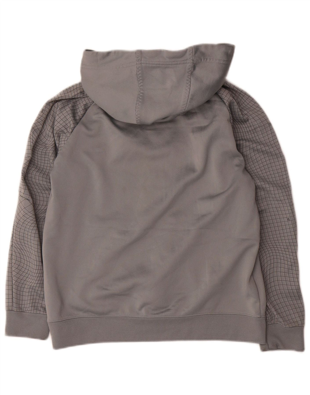 NIKE Boys Graphic Hoodie Jumper 12-13 Years Large Grey Check Polyester