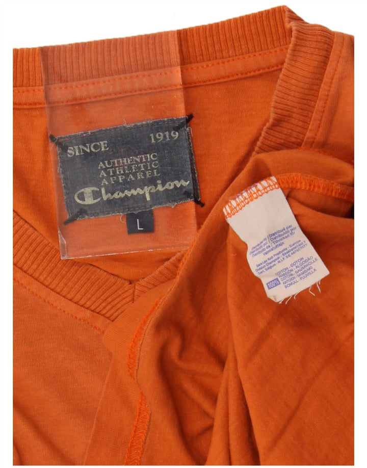 Champion Mens T-Shirt Top Large Orange Cotton
