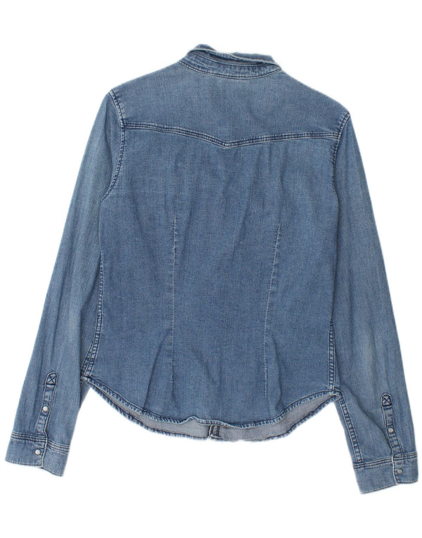 H&M Womens Denim Shirt EU 38 Medium Blue Cotton