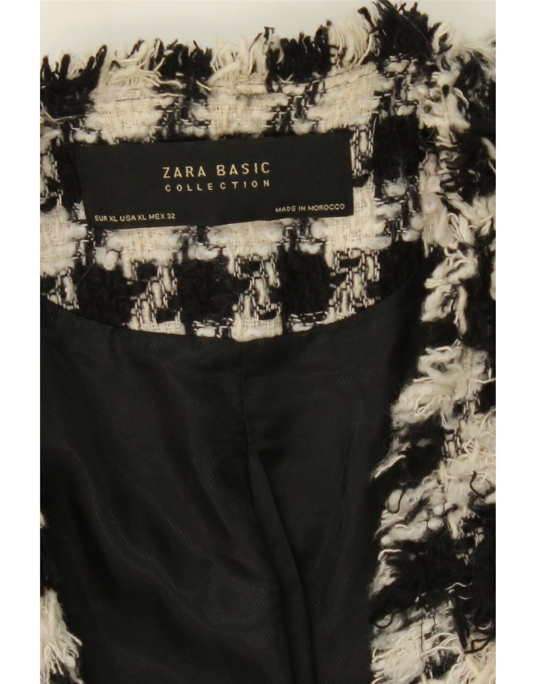 ZARA Womens Blazer Jacket UK 18 XL Black Houndstooth Acetate Vintage Zara and Second-Hand Zara from Messina Hembry 