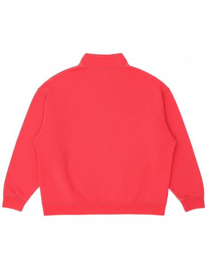 Nike Womens Oversized Zip Neck Sweatshirt Jumper UK 14 Medium Pink Cotton