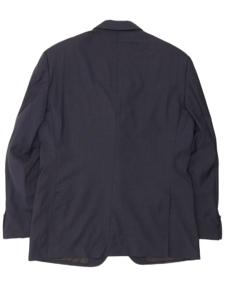 Brooksfield Mens 3 Button Blazer Jacket IT 54 2XL Navy Blue Wool