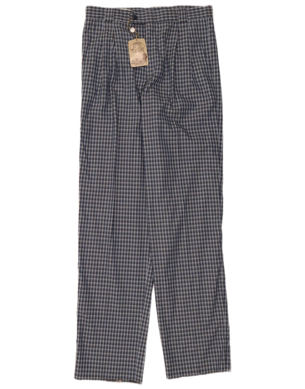 Porto Di Panama Mens Suit Trousers IT 46 Small W32 L35 Navy Blue Gingham