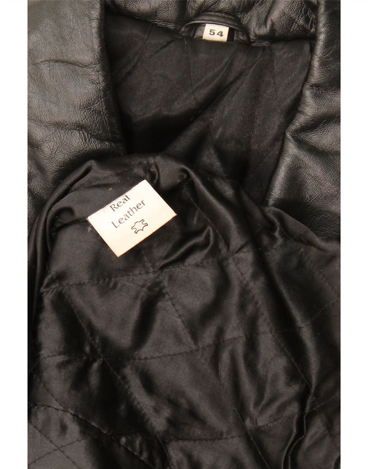 Vintage Mens Leather Jacket EU 54 2XL Black Leather