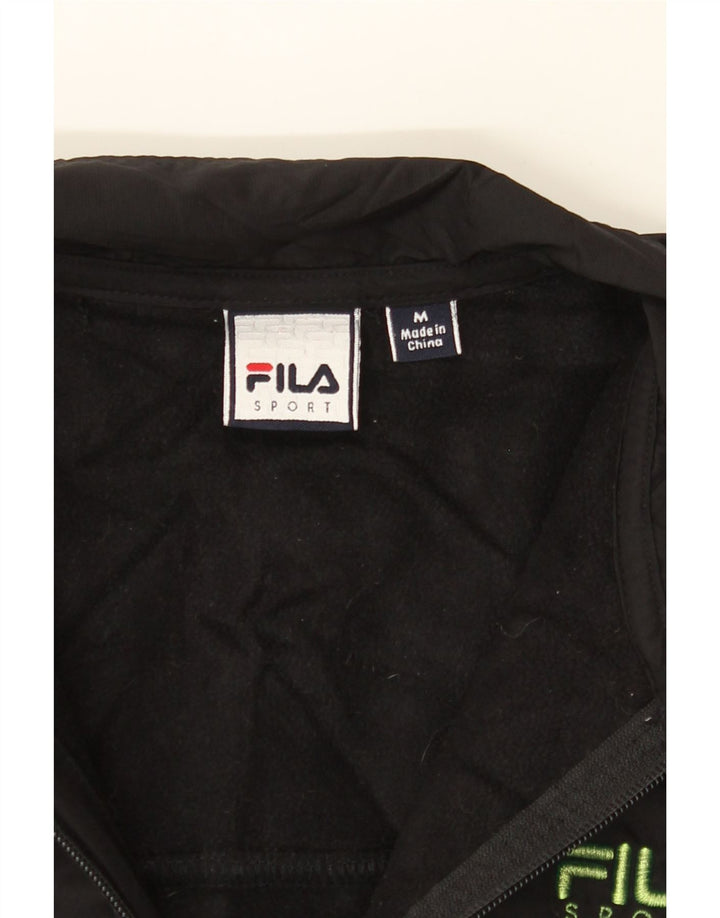 FILA Womens Fleece Jacket UK 14 Medium Black Polyester Vintage Fila and Second-Hand Fila from Messina Hembry 